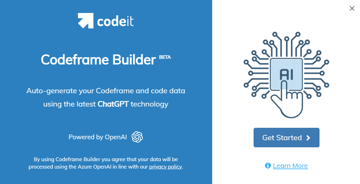 Screenshot of codeit Codeframe Builder using ChatGPT