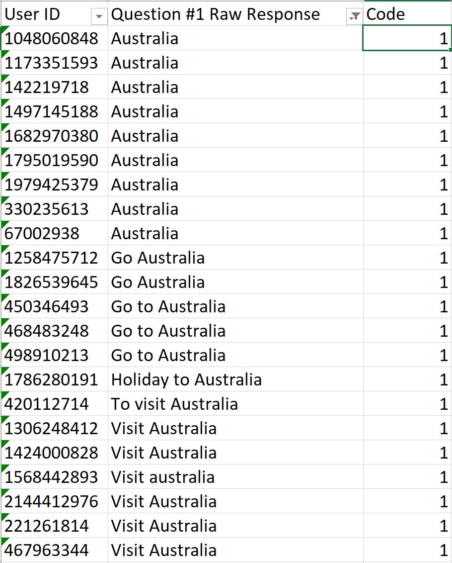 Coding response data in Excel