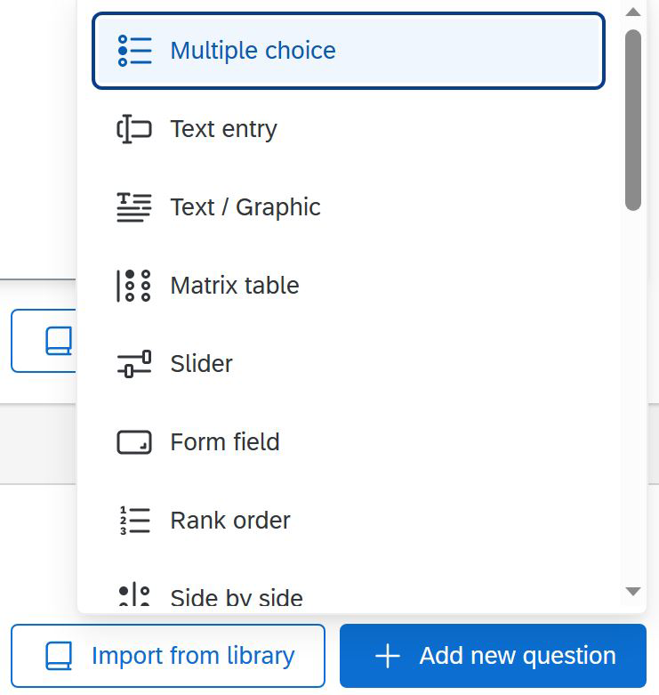 Adding a new question in Qualtrics